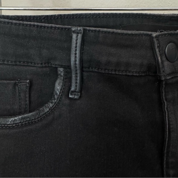 JOE’S JEANS Black Denim 5 Pocket Leather Trim Mini Skirt “Billie” Wash Size 29 - Picture 6 of 16